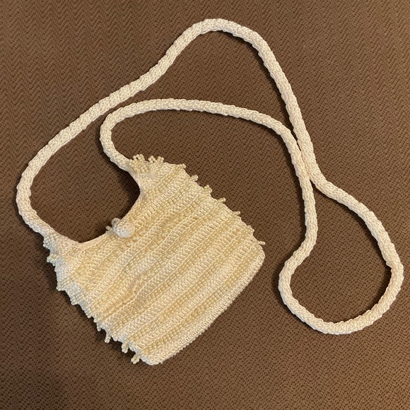 Small, off-white Beaded shoulder/crossbody  bag - Picture 1 of 9
